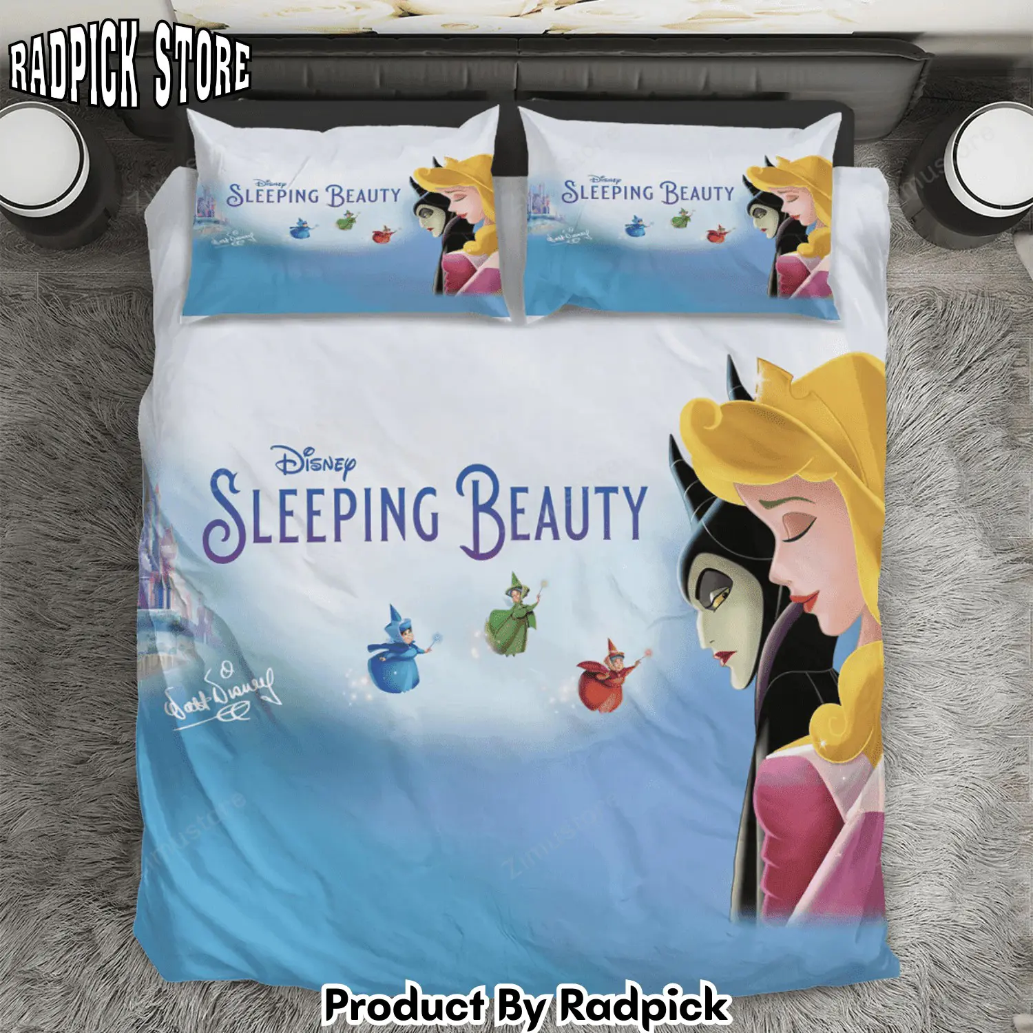 Radpick sleeping beauty and maleficent disney 61 3pcs 3pcs bedding set duvet cover and pillow cases gift for fan rp3272269